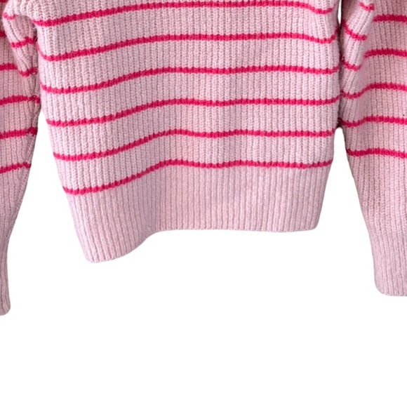 RD Style Ribbed Half-Zip Sweater Striped Pullover Knit Pink S cozy winter chic - Picture 6 of 12